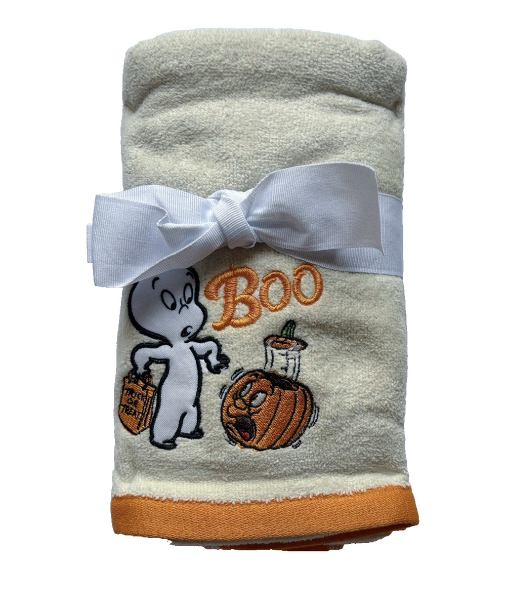 Casper The Friendly Ghost Halloween Hand Towels Set of 2 Boo Pumpkin Retro NWOT